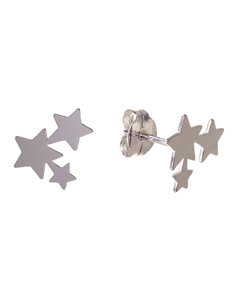 Pendiente de plata de ley 925 de estrellas ( 11mm ) con cierre a presión.