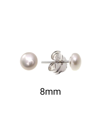 Pendiente de perla de botón de 8 mm.