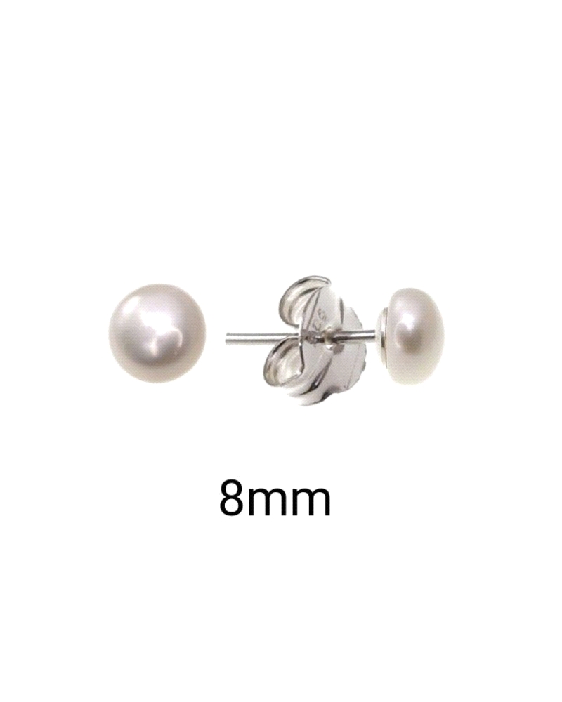 Pendiente de perla de botón de 8 mm.