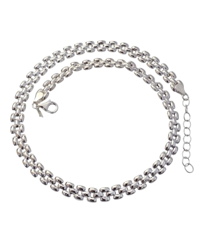 Gargantilla de plata de ley 925 tipo Pánter ( 8mm ancho ) de 42 cm de largo + cadena adaptable de 4cm.