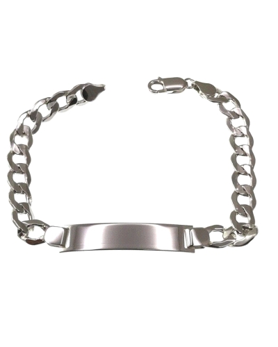 Esclava hueca de plata de ley 925. Esclava de cadena barbada con asas de 8mm de ancho y chapa de 37mm de largo x 8mm de ancho.