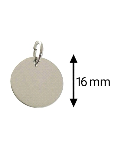 Colgante de plata de ley de disco liso y plano de 16 mm.