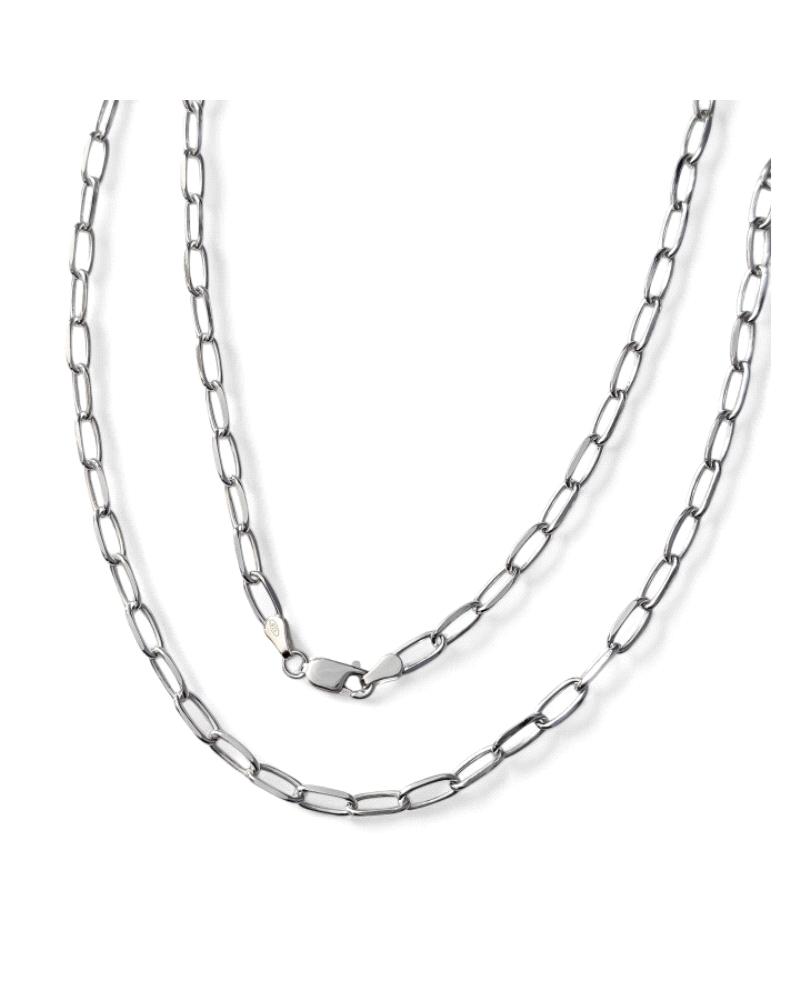 Cadena de plata de ley 925 forzada alargada de 60cm.