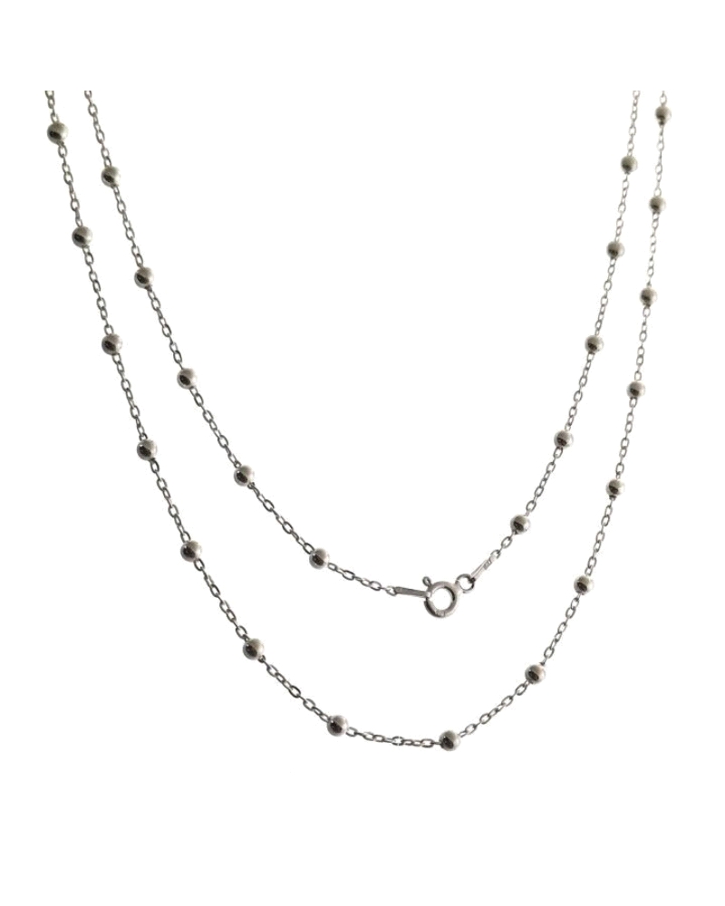Cadena de plata de ley 925 con bolitas combinadas de 0.35mm de grosor con 50 cm de largo.