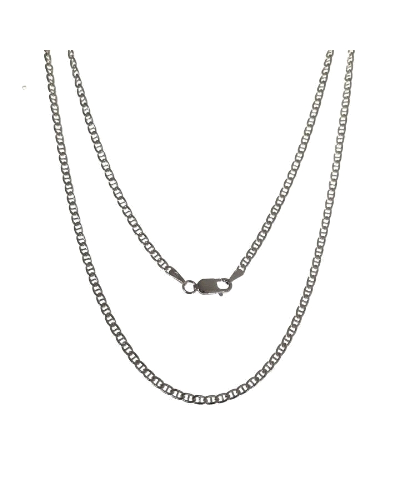 Cadena de plata de ley 925 lisa marina de 2mm de ancho en 60 cm de largo.