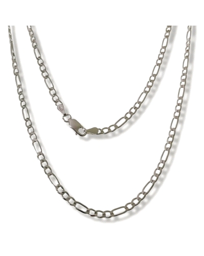 Cadena de plata de ley 925 modelo alternada 3+1 de 3mm de ancho y 60 cm de largo.
