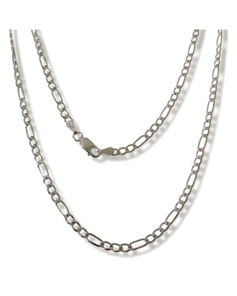 Cadena de plata de ley 925 modelo alternada 3+1 de 3mm de ancho y 60 cm de largo.