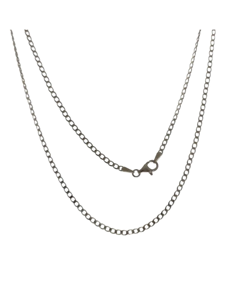 Cadena de plata de ley 925 modelo barbada de 2mm de ancho en 45 cm de largo.