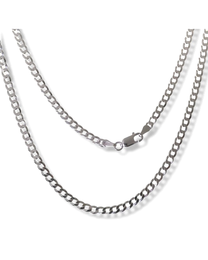 Cadena de plata de ley lisa con 60 cm barbada.