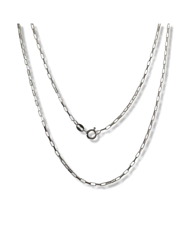 Cadena de plata de ley lisa con 50 cm forzada alargada.