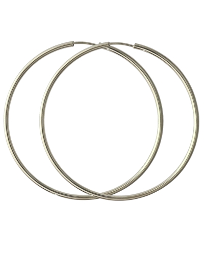 Pendientes de aro liso de plata de ley 925 fino de 2mm de grosor y 65 de diámetro interior.