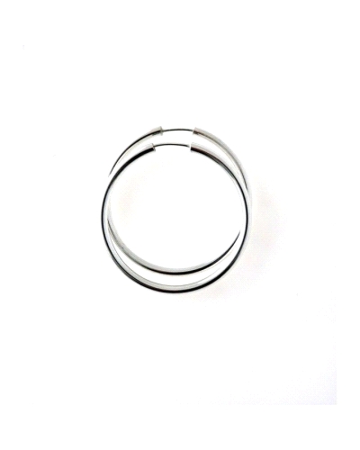 Pendiente liso de aro de plata de ley gordo de 35mm de diámetro.